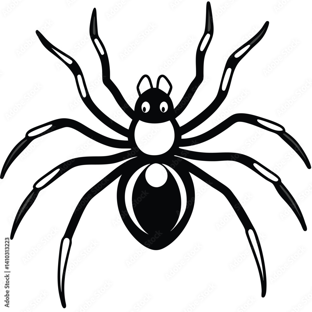 Obraz premium Black Widow Spider illustration flat vector design