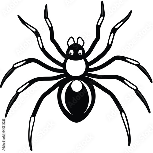 Black Widow Spider illustration flat vector design