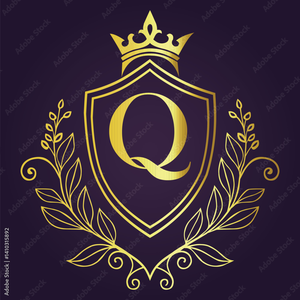 Fototapeta premium Letter Q luxury and Royale brand logo concept design 