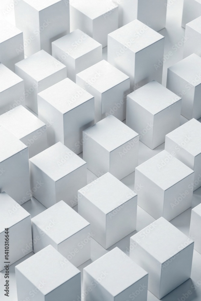 White cube box blocks with random overlap, overlapping blocks, geometric shape White cube box blocks with random overlap, overlapping blocks, geometric shape
