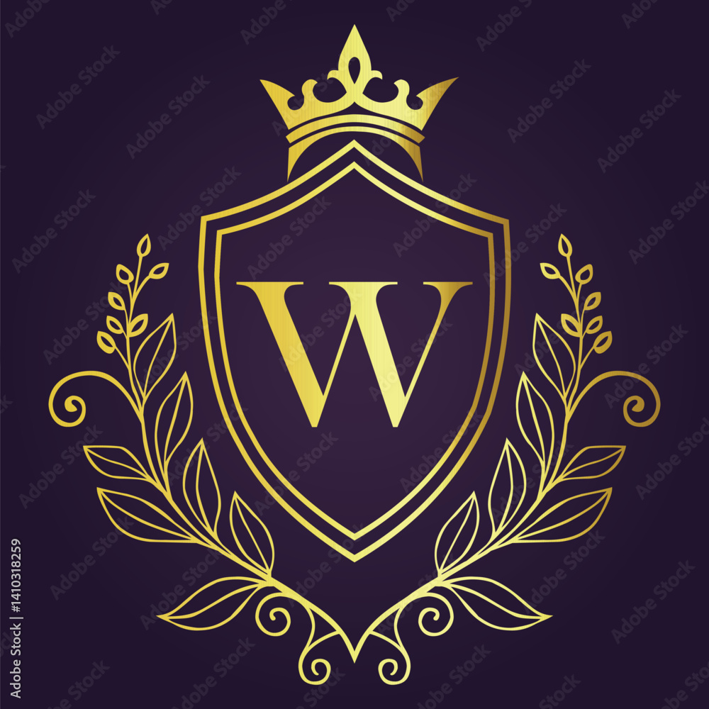 Fototapeta premium Letter W luxury and Royale brand logo concept design 