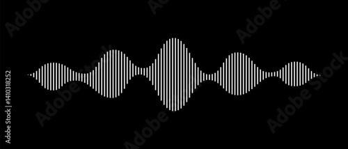 Sound linear wave on dark background, AI voice assistant visualization, Sound wave equalizer, Vector illustration.