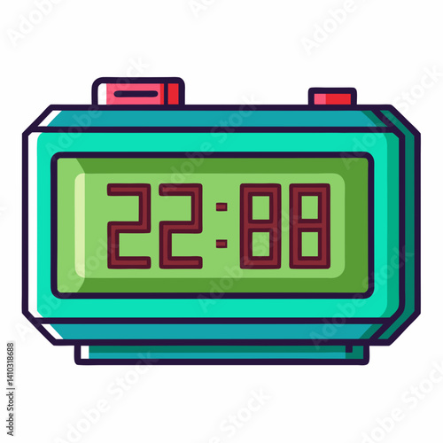 Digital Clock in vibrant colors displaying time 22:08