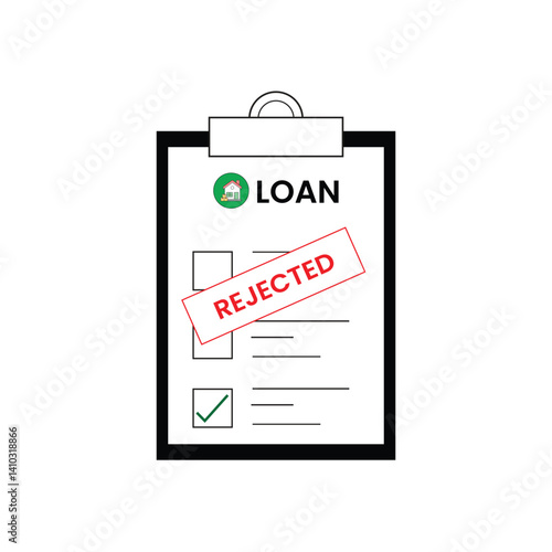 loan rejected paper. Vector illustration.