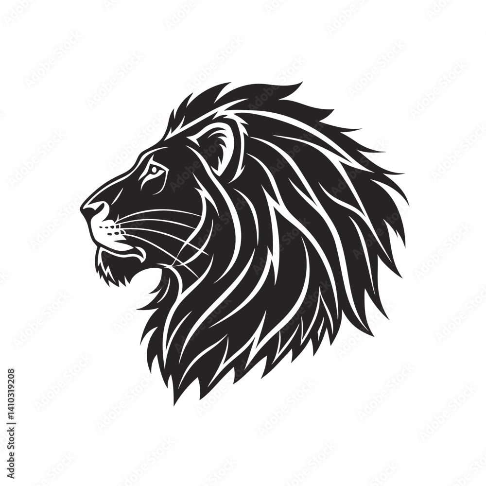 Obraz premium Powerful lion head vector art depicts the majestic head of a lion, ideal for a lion head tattoo