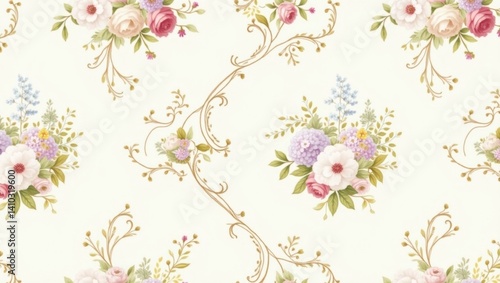 Floral pattern, art deco, wallpaper