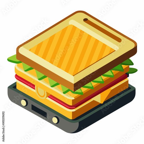 Sandwich Maker preparing delicious sandwich with fresh ingredients