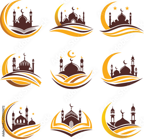 Madrasah Logo Islamic Symbols logo with Mosque icon design vector  