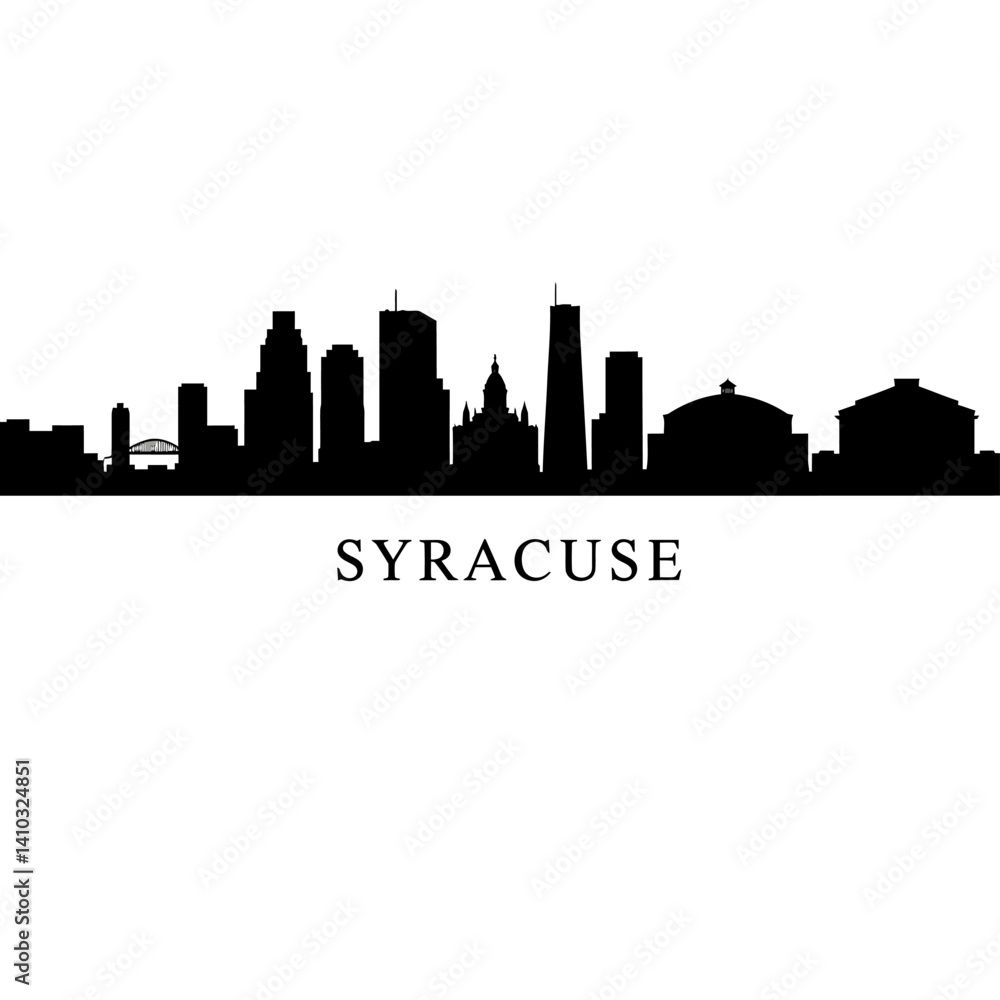 Naklejka premium Syracuse Skyline Silhouette with Cityscape, and New York.