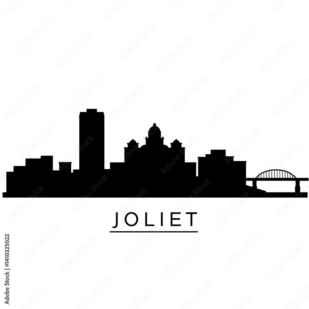 Fototapeta premium Joliet Skyline Silhouette with Illinois, and USA.