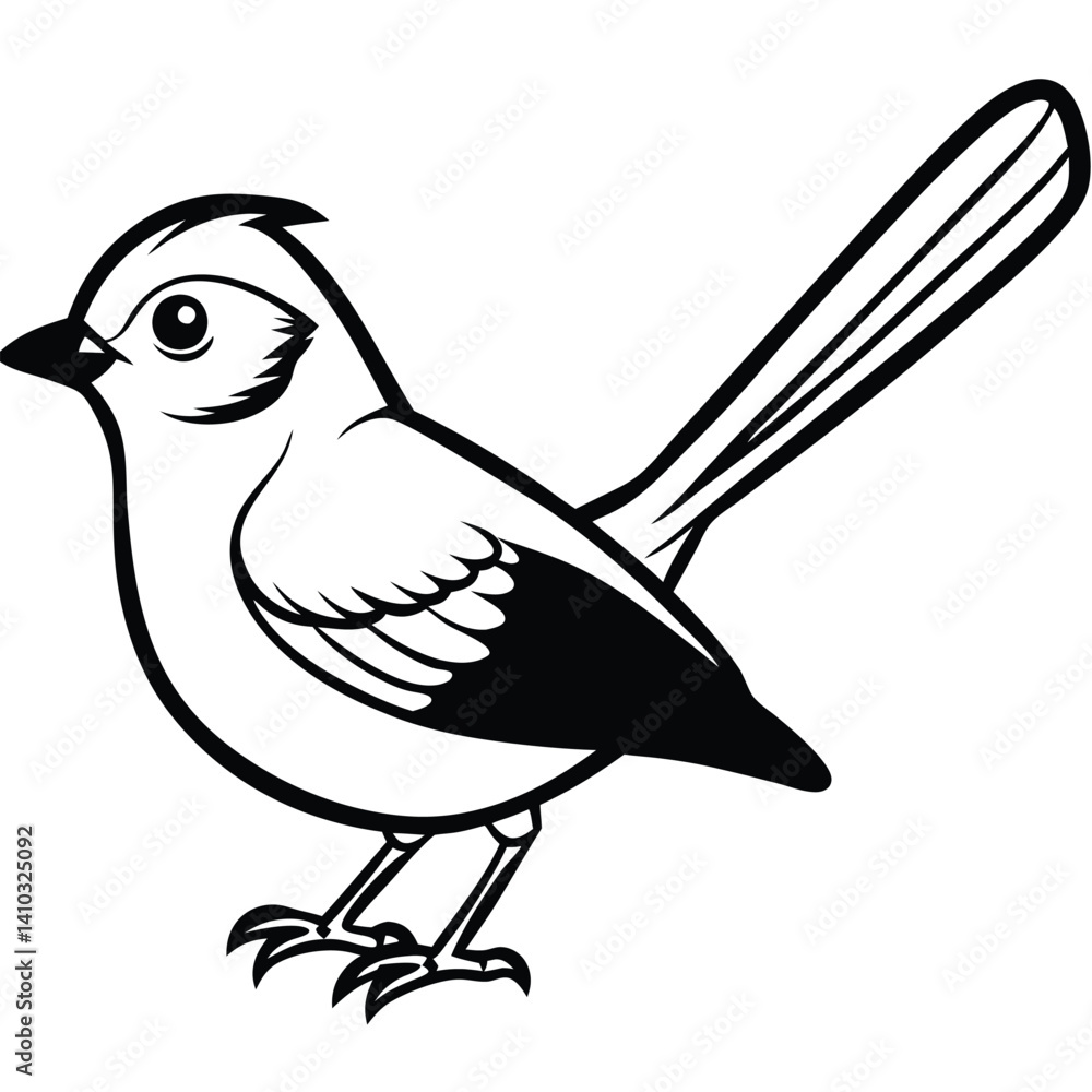 Obraz premium Blue-gray Gnatcatcher illustration flat vector design