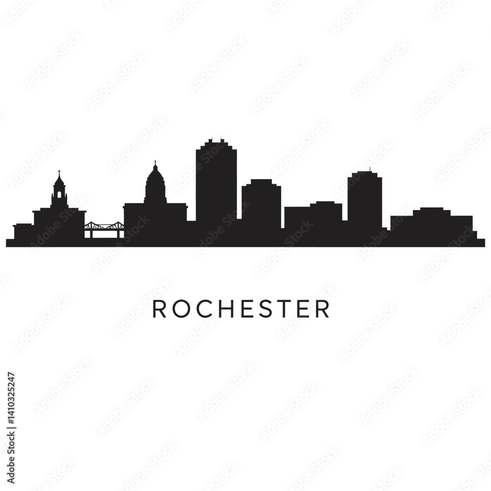 Rochester NY Skyline with Silhouette, and Architecture. Rochester NY Skyline with Silhouette, and Architecture.