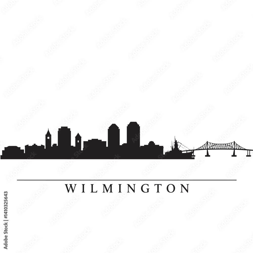 Naklejka premium Wilmington City Skyline Silhouette.
