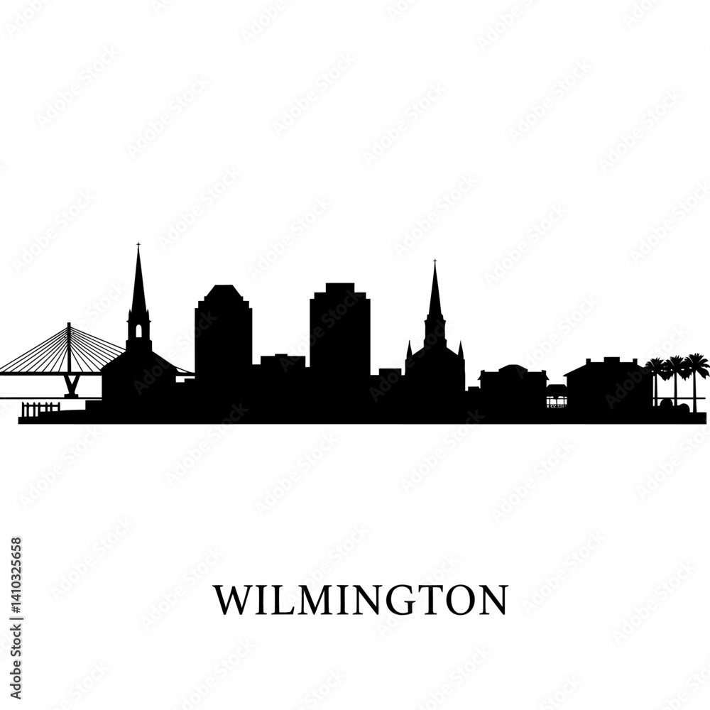 Wilmington Skyline Silhouette. Wilmington Skyline Silhouette.