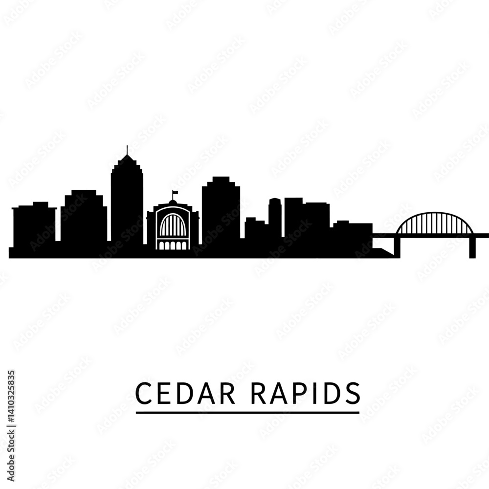Obraz premium Cedar Rapids Iowa Skyline Silhouette Black.