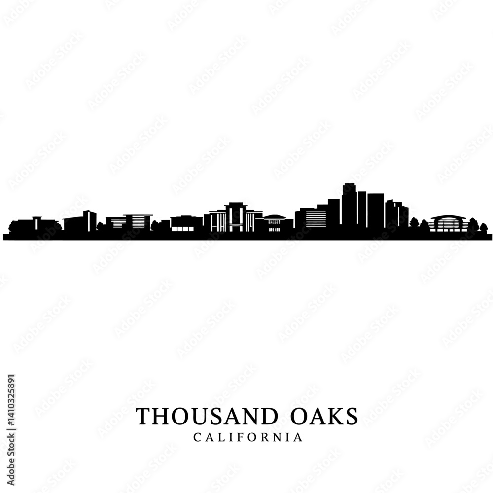 Fototapeta premium Thousand Oaks Skyline with California Vector.