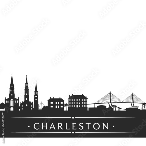 Charleston Skyline with South Carolina Vector.