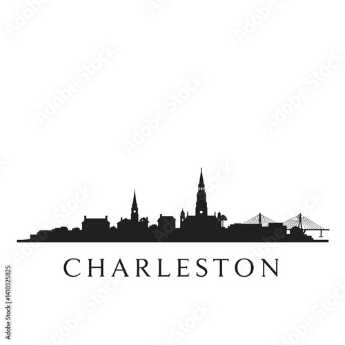 Charleston Skyline Silhouette with South Carolina.