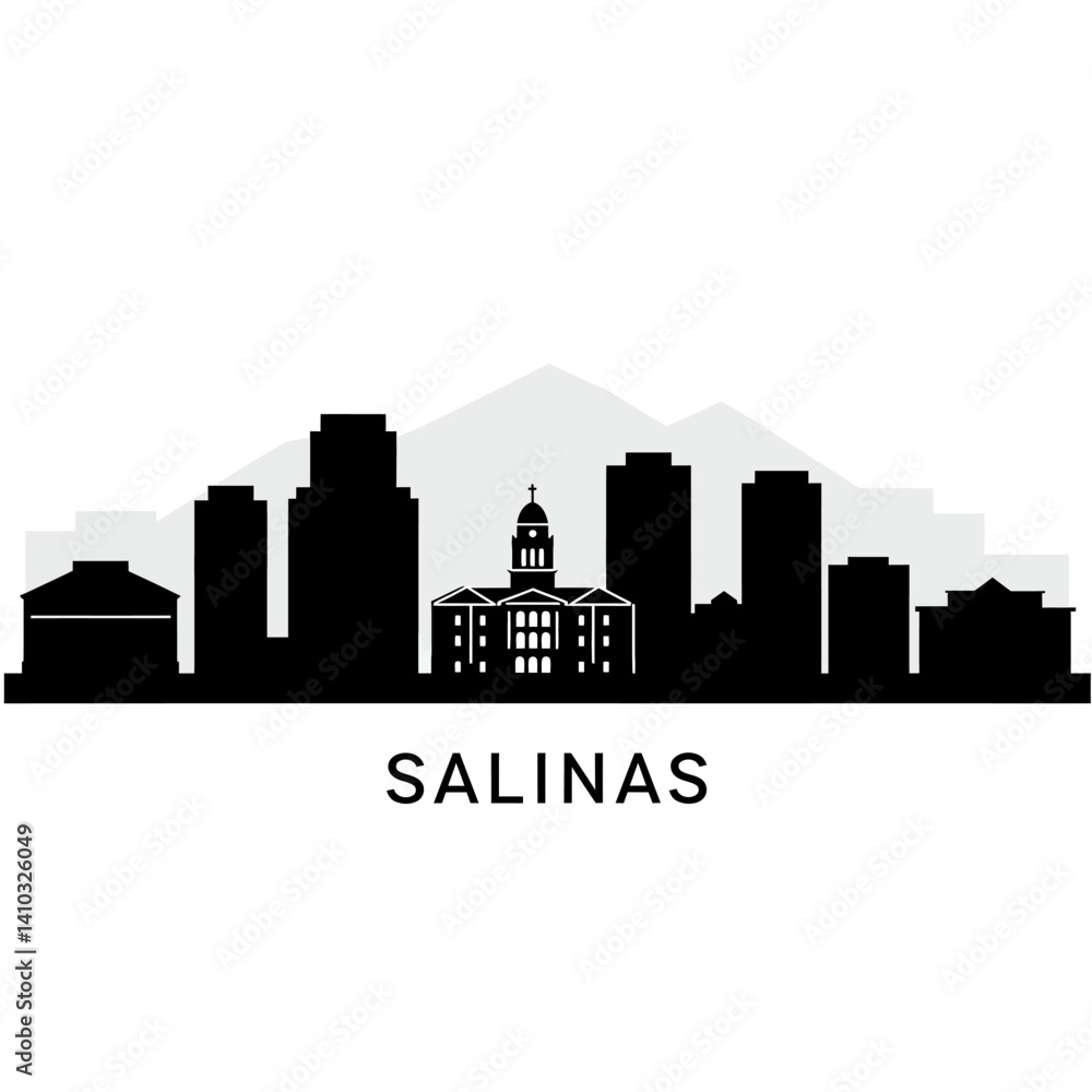 Fototapeta premium Salinas California Skyline Silhouette.