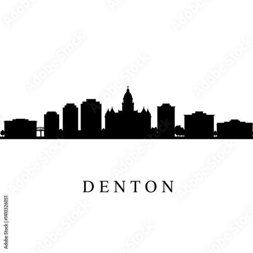 Denton Texas Skyline Silhouette Black.