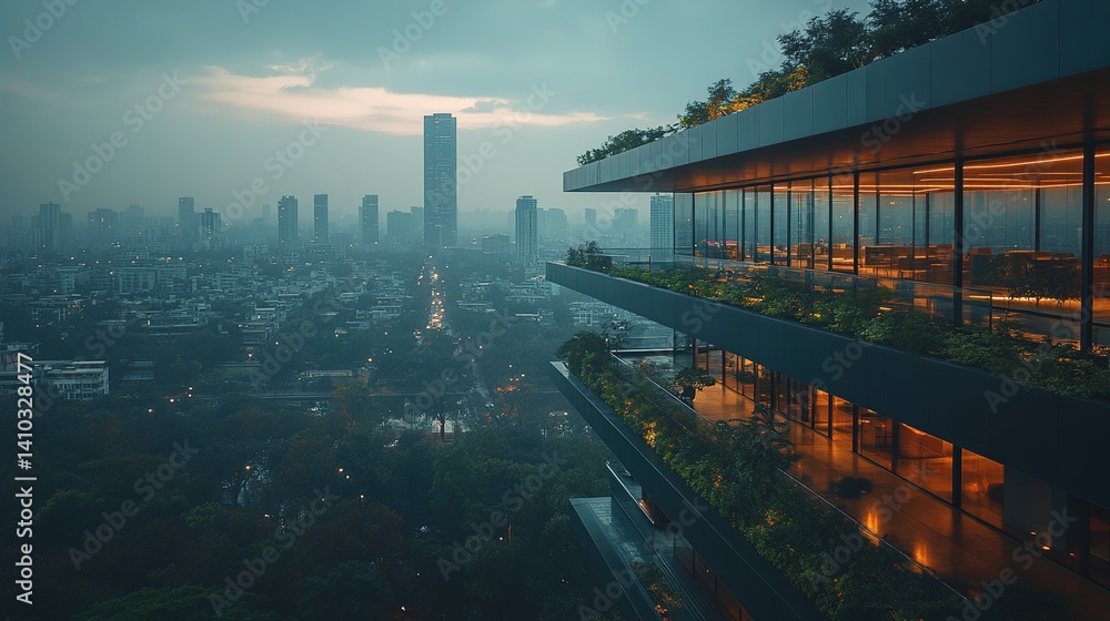 Obraz premium Modern Office in Evening Glow