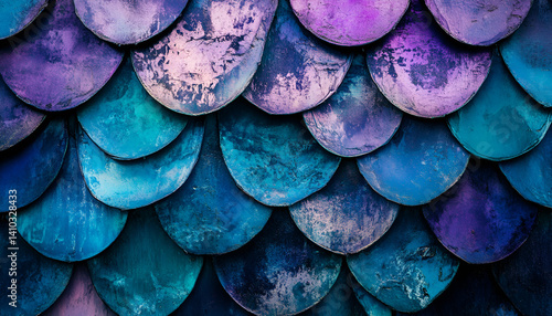 Wallpaper Mural beautiful fish scale pattern blending from deep purple through to aqua blue Torontodigital.ca