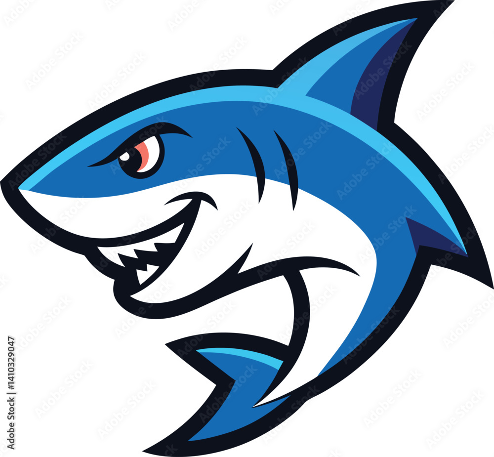Fototapeta premium shark cartoon isolated on white