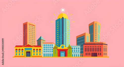 Wallpaper Mural vector illustration of a building Torontodigital.ca