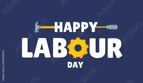 Labour day celebrated on 1st may, Happy Labour day Banner on blue background