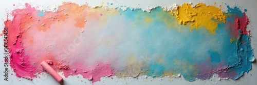 Traditional chalkboard with fresh colorful chalk marks on a white background, office supplies, , desk accessories