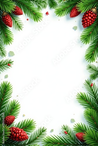 Wallpaper Mural Fir branch border with pine cones and greenery , holly, evergreen Torontodigital.ca