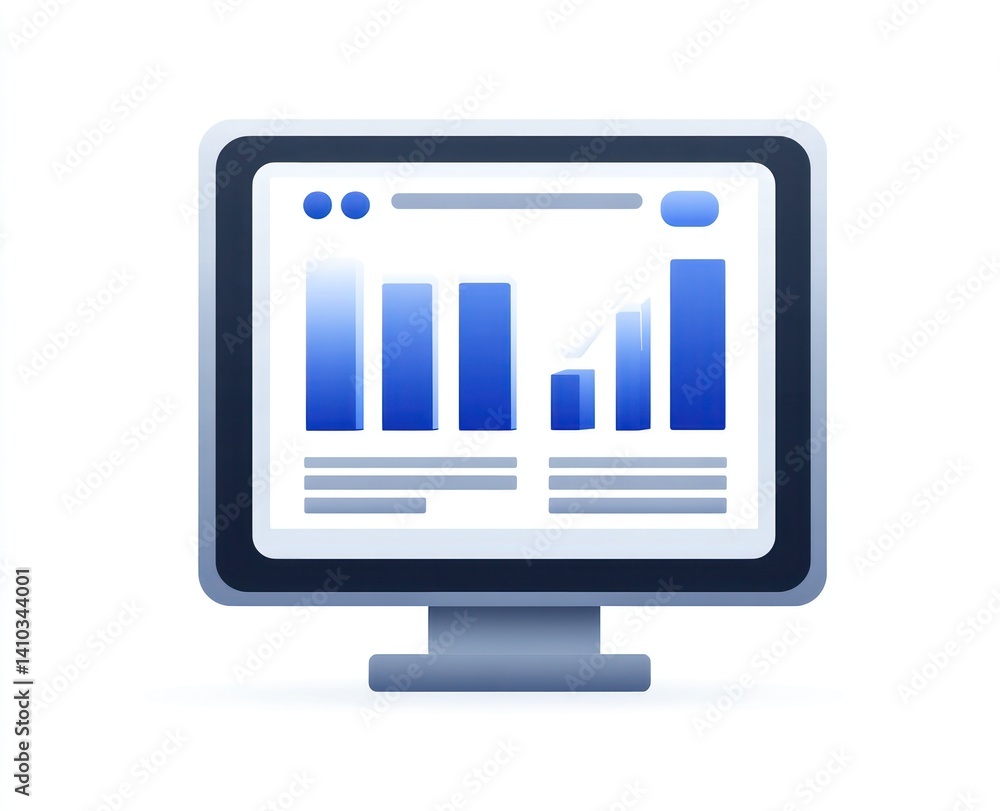 Computer monitor displaying business data graphics. Use for stock photography showcasing business analytics Computer monitor displaying business data graphics. Use for stock photography showcasing business analytics