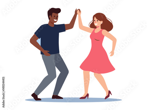 Couple Dancing Together – Flat Vector Illustration