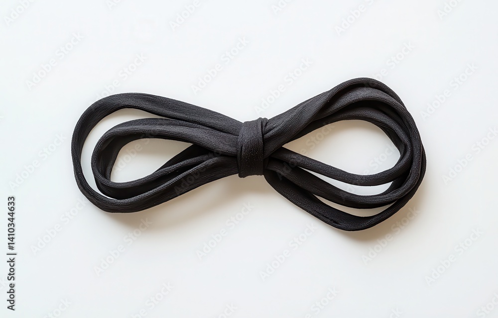 Dark gray fabric ribbon tied in a bow Dark gray fabric ribbon tied in a bow