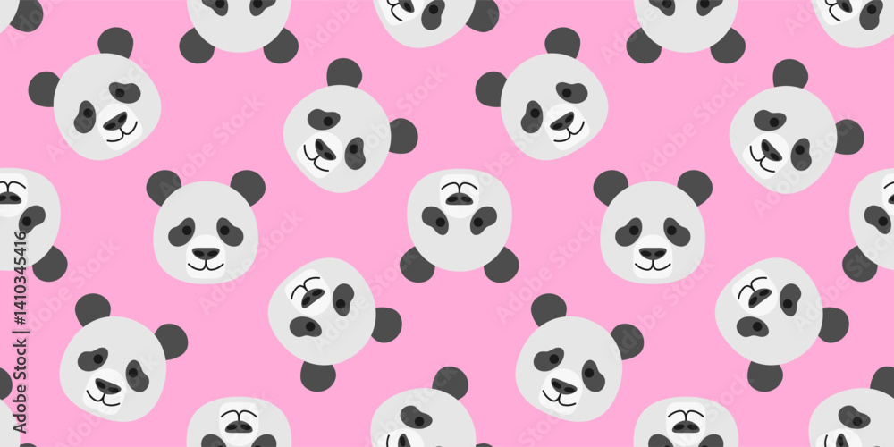 cute panda bear faces on pink background seamless pattern print design vector illustration cute panda bear faces on pink background seamless pattern print design vector illustration