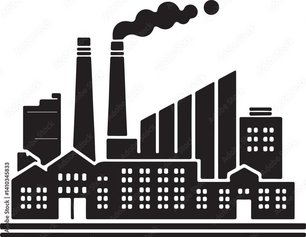 Fototapeta premium Factory Building Vector Art, Industrial Architecture & Warehouse Design
