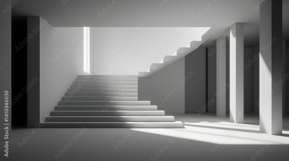 Obraz premium Modern Minimalist Interior Staircase Design