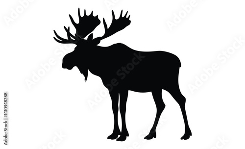  Moose silhouette, Walking moose graphic, Moose black vector, Wild animal silhouette illustration
