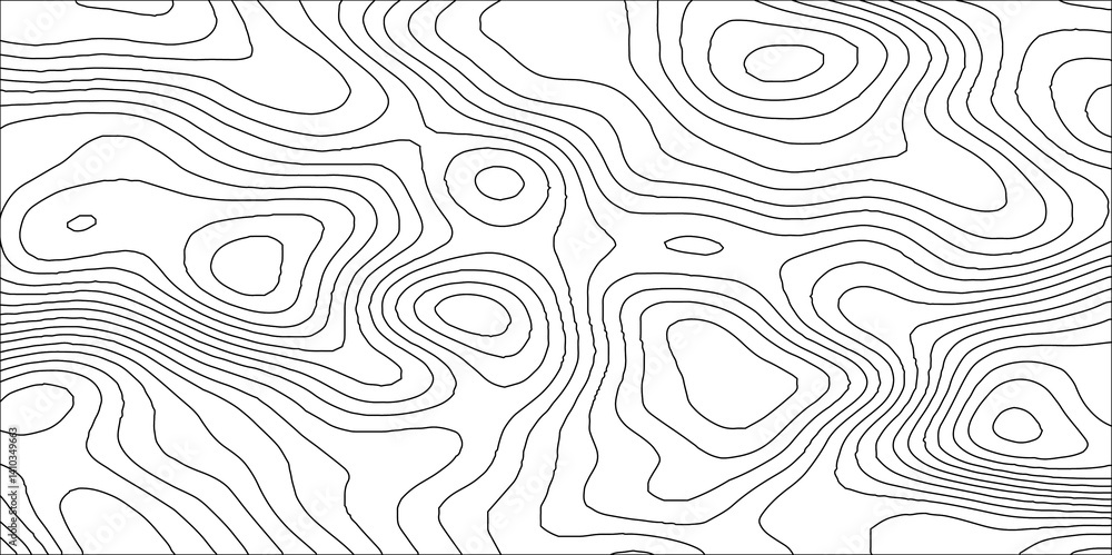 Fototapeta premium Abstract white contour wave lines topographic background, lines map seamless pattern, modern wallpaper texture and realistic design used for banner and posters, mountain relief geographic pattern.