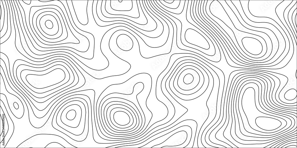 Fototapeta premium Abstract white contour wave lines topographic background, lines map seamless pattern, modern wallpaper texture and realistic design used for banner and posters, mountain relief geographic pattern.