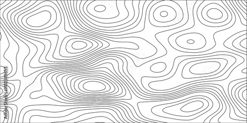 Abstract white contour wave lines topographic background, lines map seamless pattern, modern wallpaper texture and realistic design used for banner and posters, mountain relief geographic pattern.
