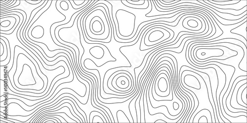 Abstract white contour wave lines topographic background, lines map seamless pattern, modern wallpaper texture and realistic design used for banner and posters, mountain relief geographic pattern.