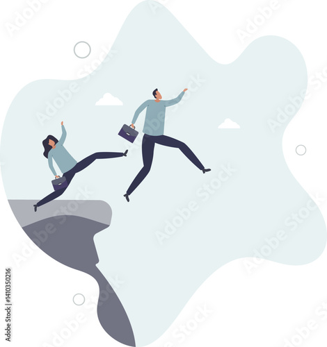 Business dishonesty, betrayal or jealousy colleague, career competitor or cheating concept.flat character life .