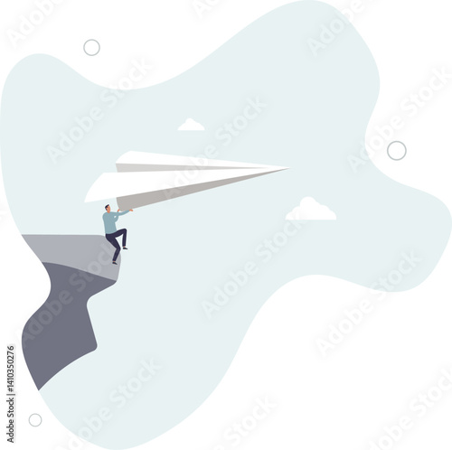 Try new idea start new business, startup risk, entrepreneur or creativity, failure, innovation and courage to win business concept.flat character life .