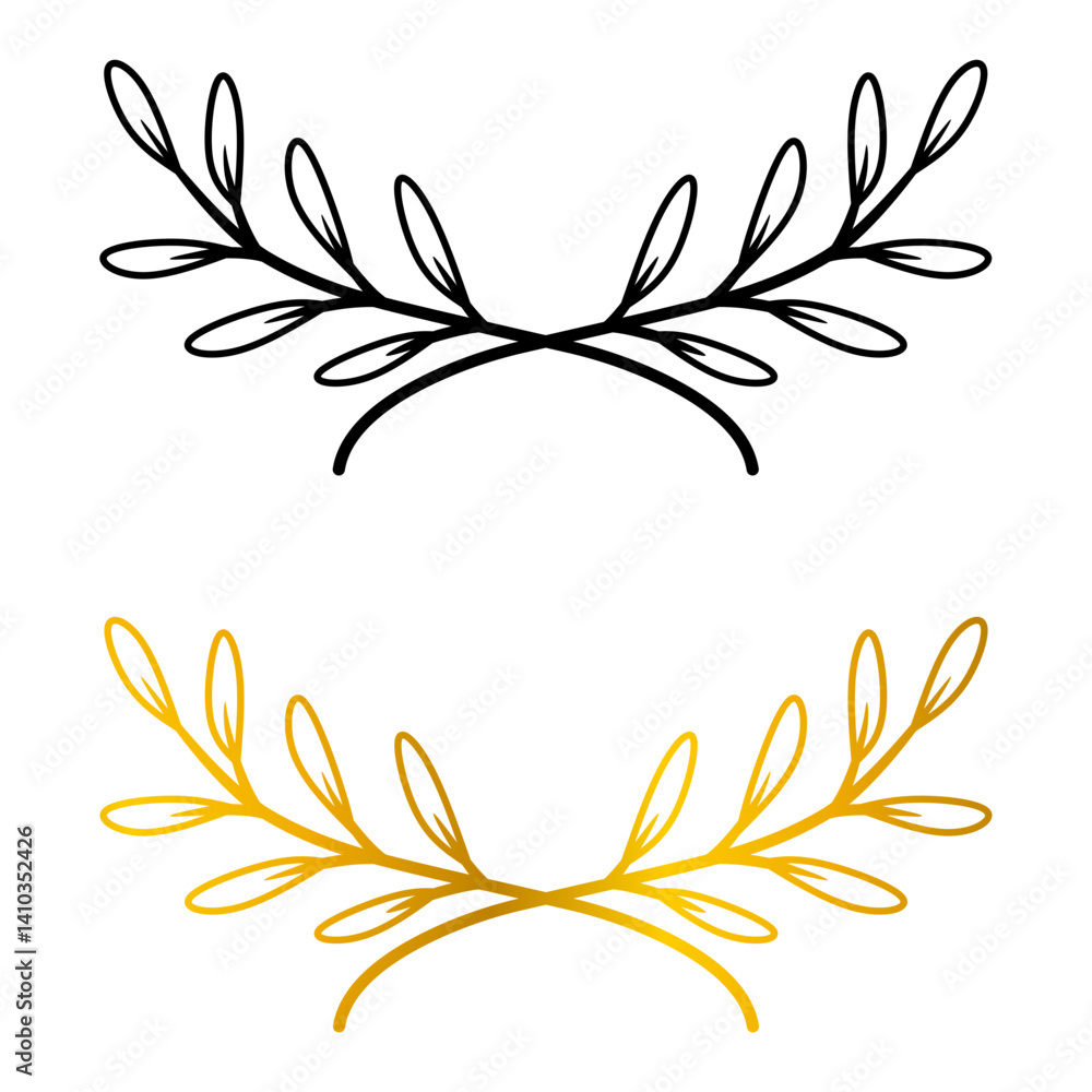 Fototapeta premium Aesthetic black and gold leaves frames
