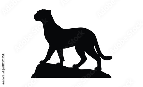 Running cheetah silhouette, Cheetah sprint vector, Minimalist animal illustration