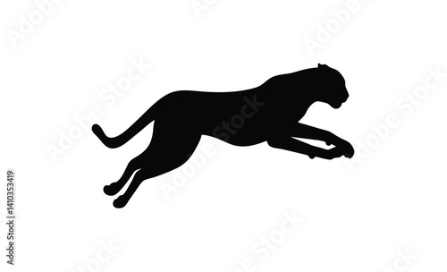 Running cheetah silhouette, Cheetah sprint vector, Minimalist animal illustration