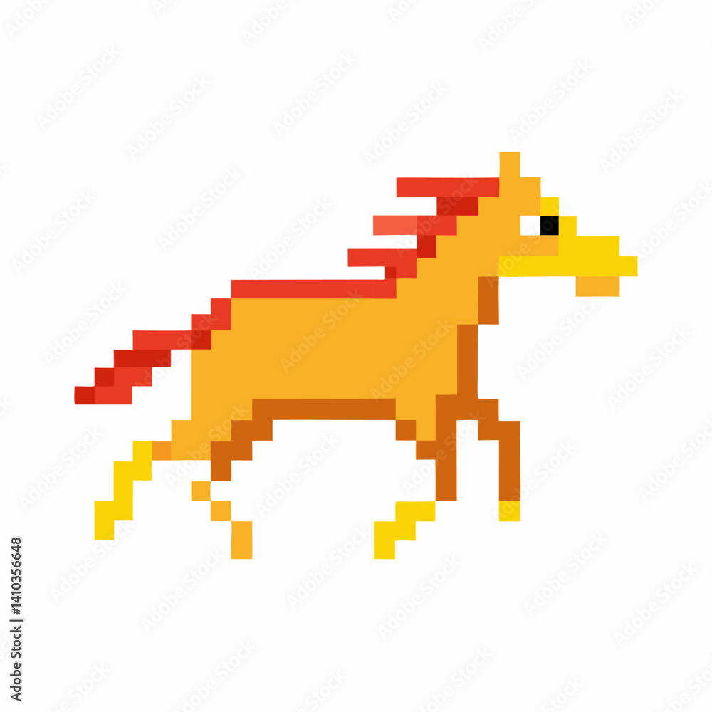 Fototapeta premium Retro Pixelated Running Horse Art for Vintage Game Design