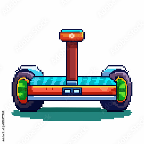 Retro Pixel Art Hoverboard Illustration with Vibrant Colors