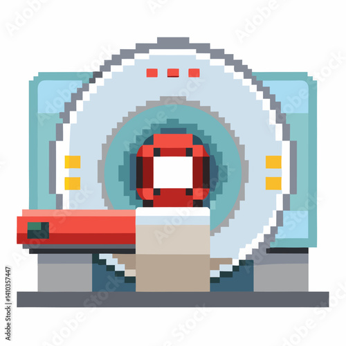 Retro Style Pixel Art Illustration of MRI Scanner for Medical and Gaming Designs